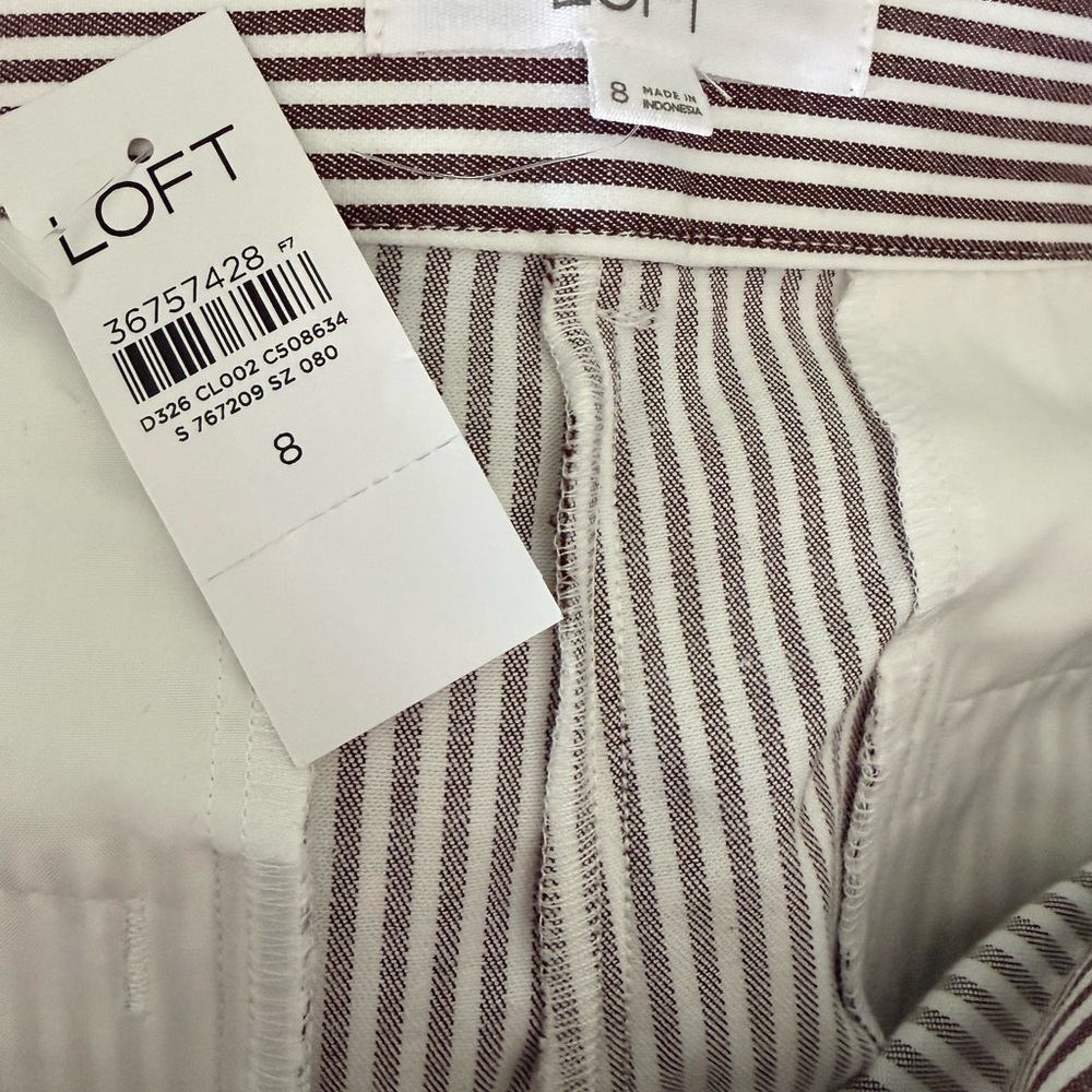 NWT LOFT Brown and White Striped Wide Leg Pants - Picture 4 of 4